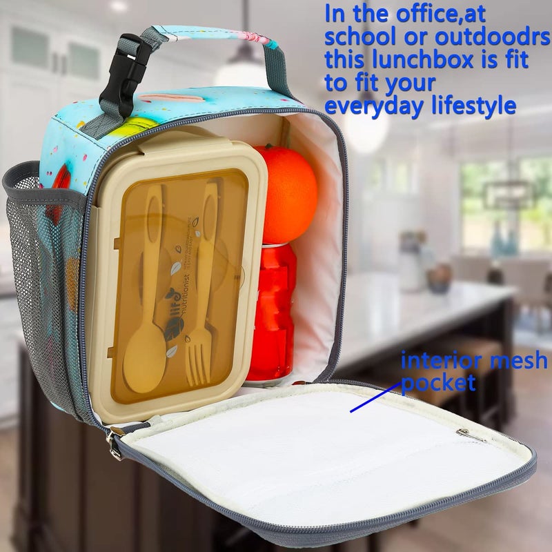 FlowFly Kids Lunch box Insulated Soft Bag Mini Cooler Back to School Thermal Meal Tote Kit for Girls, Boys, Biscuits - Image 2